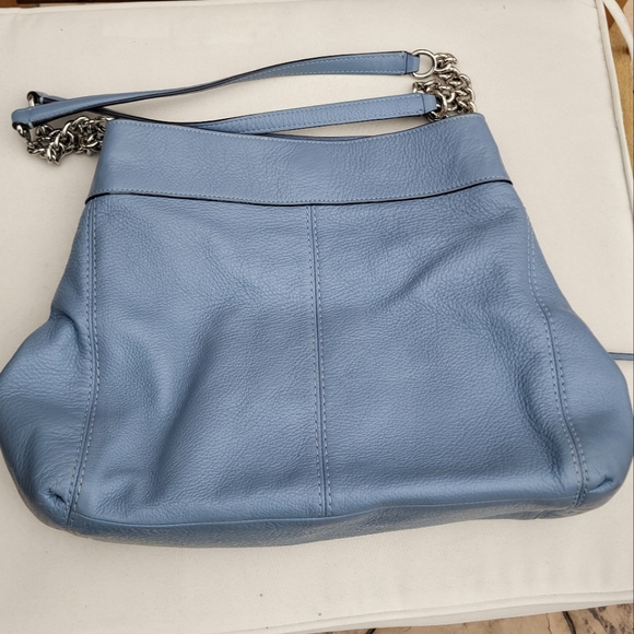 COACH Lexy Silver Chain Shoulder Bag Purse in Blue Cornflower F27594 - Picture 11 of 15